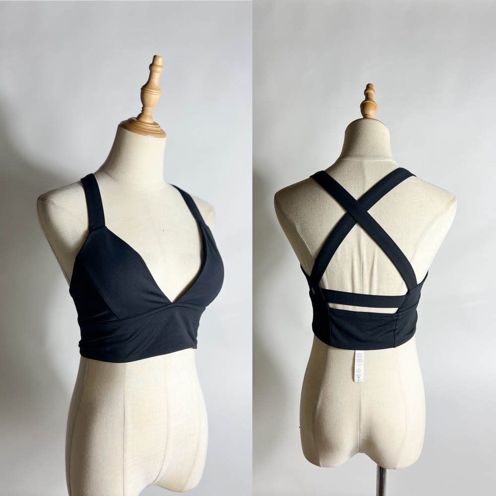 LULULEMON Sweat Your Heart Out Deep V Yoga Bra Black Size 8